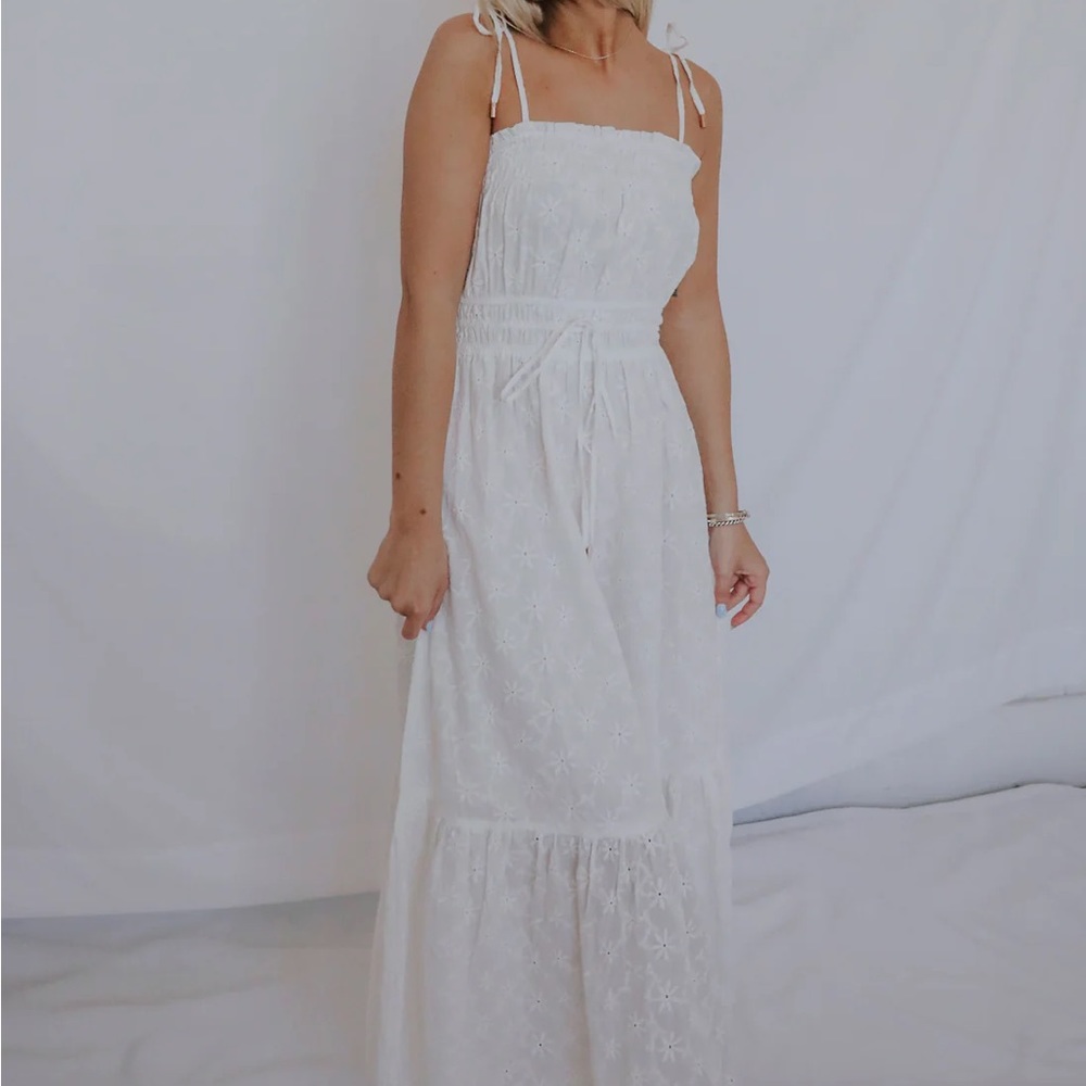 Sadie Broidery Sundress in Ivory